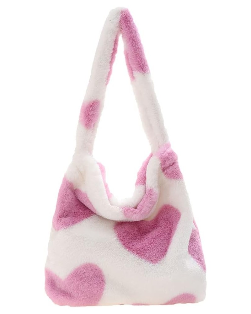 Plush Underarm Bag,Ladies Fluffy Shoulder Bag Women Furry Plush Handbag Messenger Bag,Flower Print Clutch Bag for Autumn $9.5...