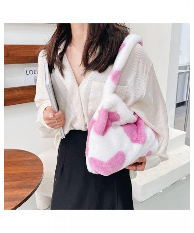 Plush Underarm Bag,Ladies Fluffy Shoulder Bag Women Furry Plush Handbag Messenger Bag,Flower Print Clutch Bag for Autumn $9.5...