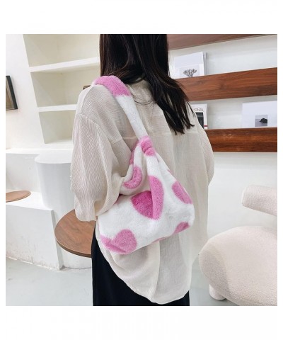 Plush Underarm Bag,Ladies Fluffy Shoulder Bag Women Furry Plush Handbag Messenger Bag,Flower Print Clutch Bag for Autumn $9.5...