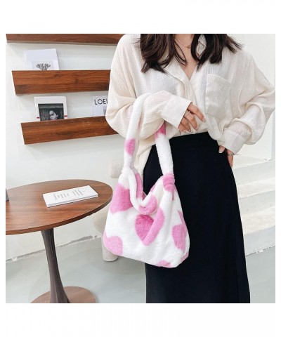 Plush Underarm Bag,Ladies Fluffy Shoulder Bag Women Furry Plush Handbag Messenger Bag,Flower Print Clutch Bag for Autumn $9.5...