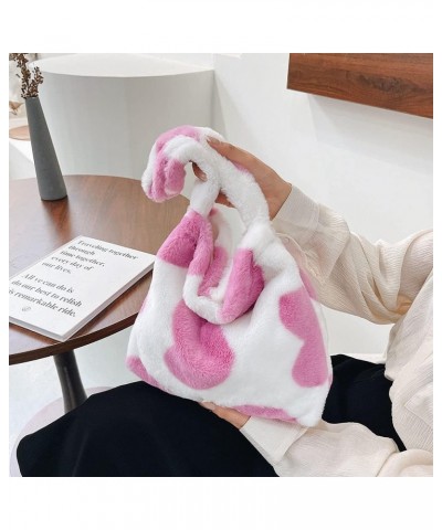 Plush Underarm Bag,Ladies Fluffy Shoulder Bag Women Furry Plush Handbag Messenger Bag,Flower Print Clutch Bag for Autumn $9.5...