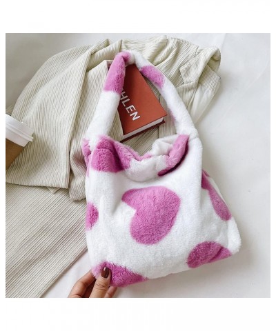 Plush Underarm Bag,Ladies Fluffy Shoulder Bag Women Furry Plush Handbag Messenger Bag,Flower Print Clutch Bag for Autumn $9.5...