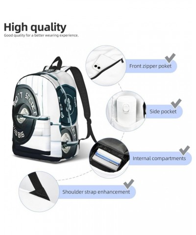 Weightlifting Sports Print Casual Double Shoulder Daypack,Anti-Theft Travel Canvas Backpack For Men And Women Black Small $21...