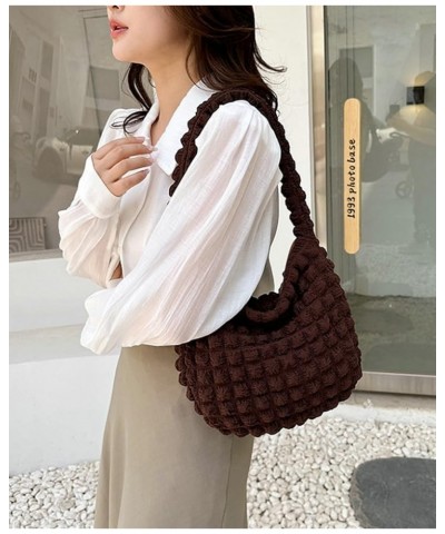 Bubble Hobo Bags Women Cloud Shoulder Bag Summer Beach Bag Trendy Crossbody Purse Cute Puffer Travel Work Tote Bag 2024 Coffe...