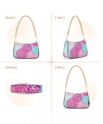 Bright Pink Floral Shoulder Bags for Women Small Handbags Mini Clutch Purse $13.20 Shoulder Bags