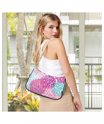 Bright Pink Floral Shoulder Bags for Women Small Handbags Mini Clutch Purse $13.20 Shoulder Bags