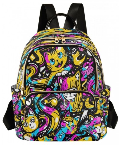 Graffiti Cat Women Backpack Purse Travel Daypack Shoulder Bag $17.84 Backpacks