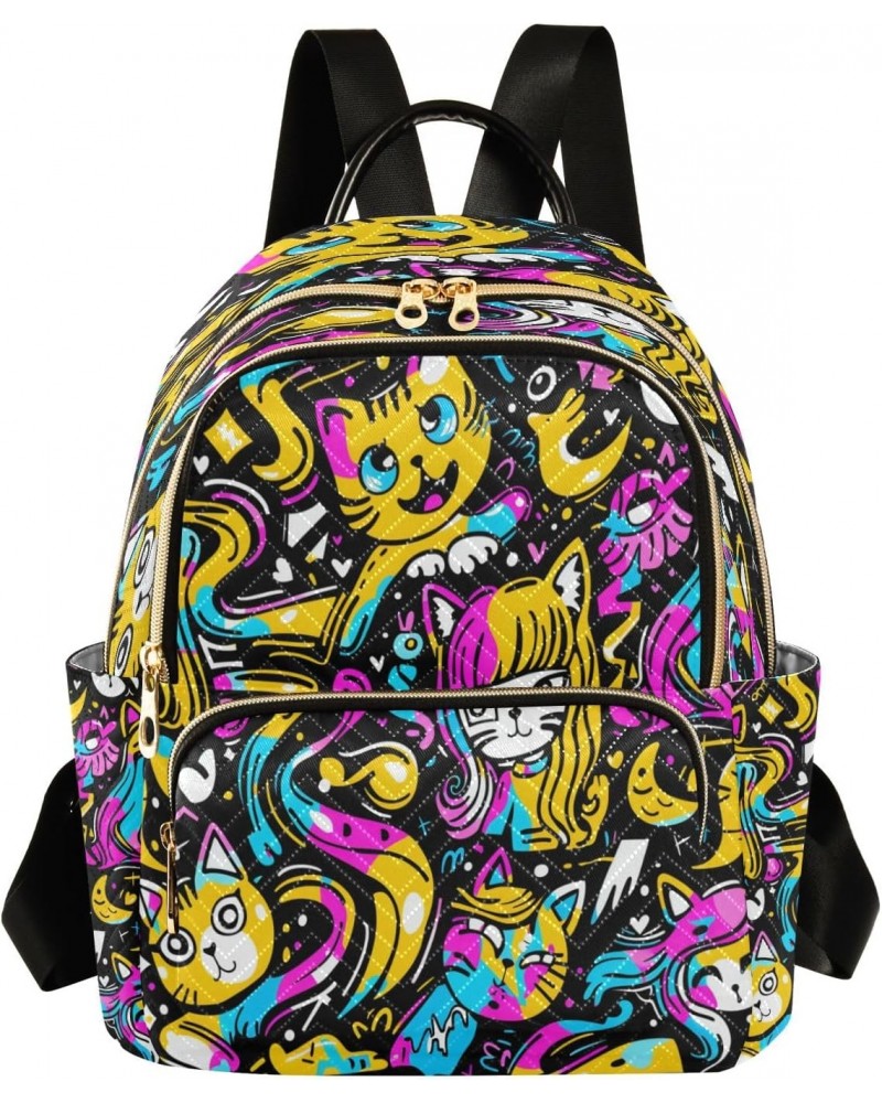 Graffiti Cat Women Backpack Purse Travel Daypack Shoulder Bag $17.84 Backpacks