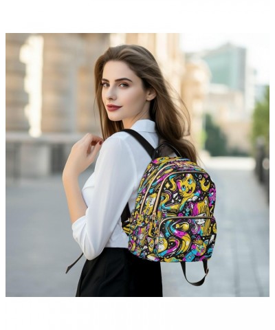 Graffiti Cat Women Backpack Purse Travel Daypack Shoulder Bag $17.84 Backpacks