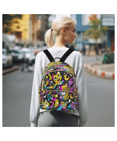 Graffiti Cat Women Backpack Purse Travel Daypack Shoulder Bag $17.84 Backpacks