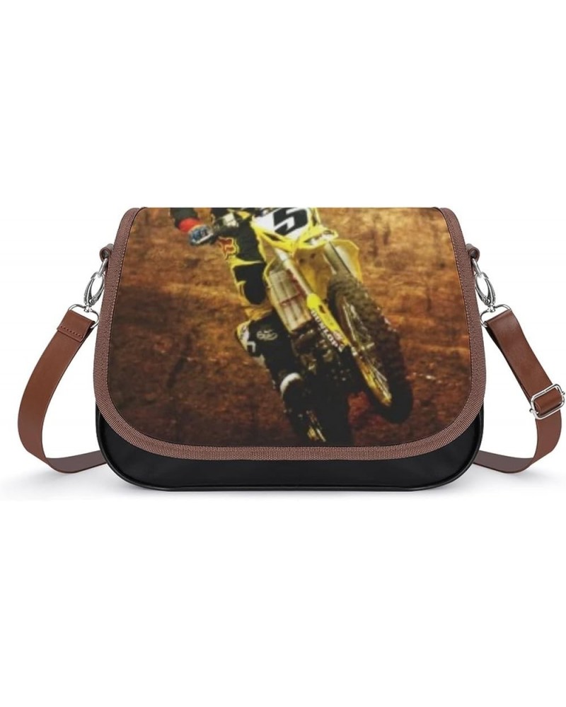 Women's Crossbody Bags Leather Satchel Printed Casual Shoulder Messenger Bags Motorcycle Racing Color7 $20.50 Hobo Bags