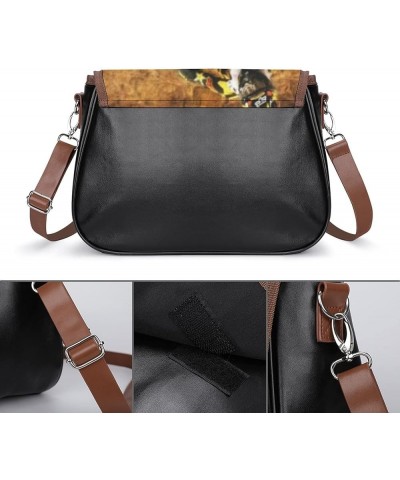 Women's Crossbody Bags Leather Satchel Printed Casual Shoulder Messenger Bags Motorcycle Racing Color7 $20.50 Hobo Bags