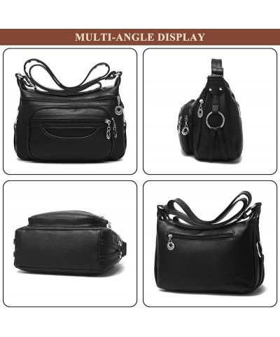 Women's Soft PU Leather Shoulder Bag Vintage Multi-pocket Design Satchel Shopping Handbags Ladies Travel Crossbody Bag A / Br...