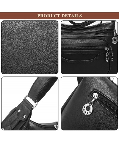 Women's Soft PU Leather Shoulder Bag Vintage Multi-pocket Design Satchel Shopping Handbags Ladies Travel Crossbody Bag A / Br...