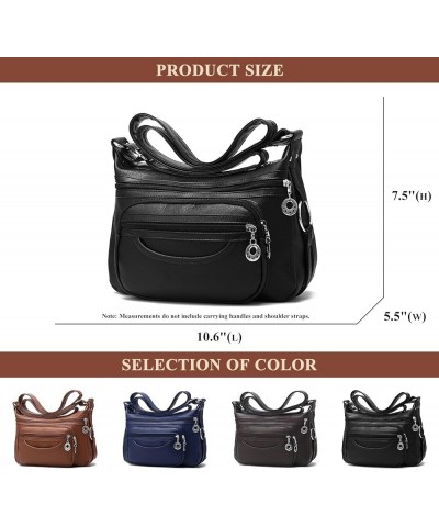 Women's Soft PU Leather Shoulder Bag Vintage Multi-pocket Design Satchel Shopping Handbags Ladies Travel Crossbody Bag A / Br...