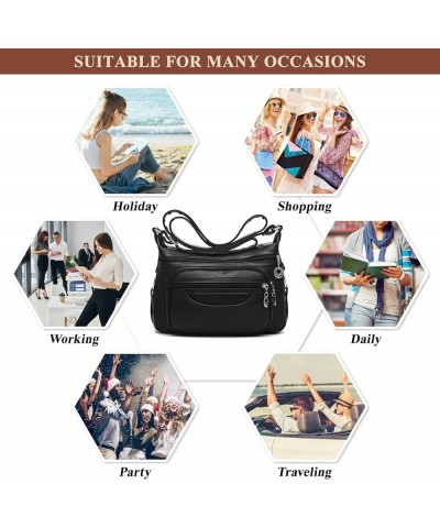 Women's Soft PU Leather Shoulder Bag Vintage Multi-pocket Design Satchel Shopping Handbags Ladies Travel Crossbody Bag A / Br...