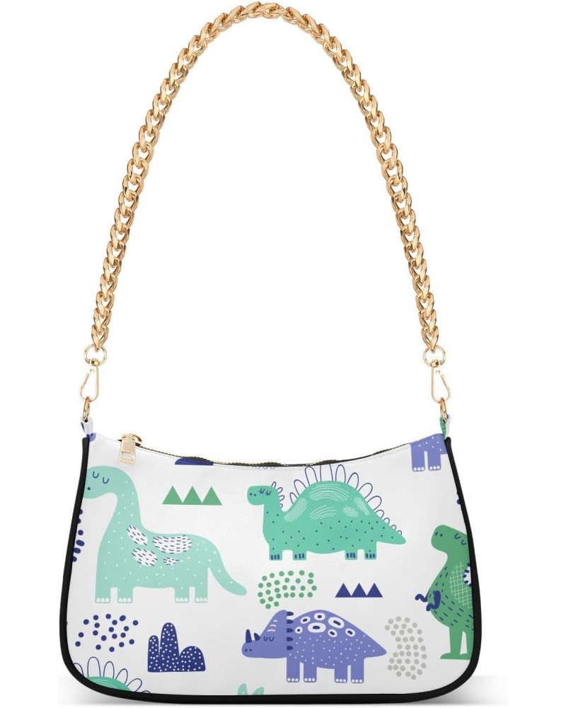 Shoulder Bag Scandinavia Green Purple Dino Forest Women Clutch Handbag Shoulder Purch Date Chain Bag Tote Bag Spring Holiday ...