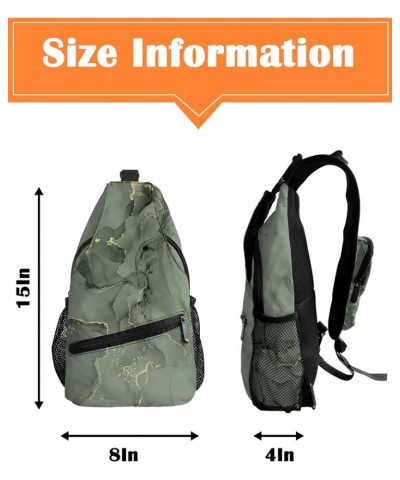 Sling Bag Crossbody Bag for Women Men Marble Gold Line Watercolour Aqua Blue Gradient Waterproof Hiking Backpack Lightweight ...