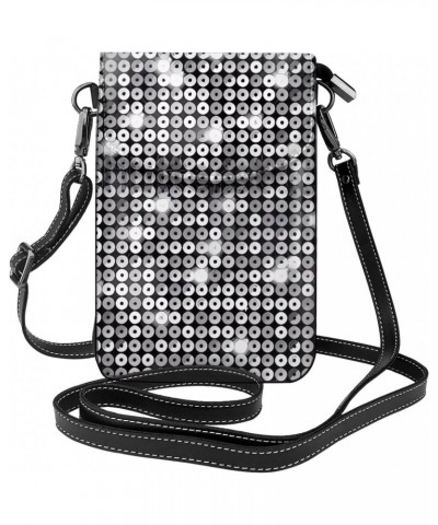 women Small Cell Phone Purse Silver Sequin Sparkle Pattern pattern : Multifunction,Soft, durable,Convenient for daily use and...