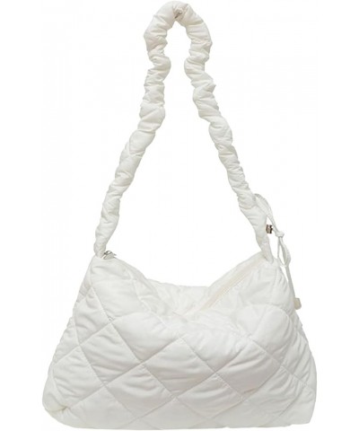 Women Large Puffy Tote Bag Quilted Down Cotton Padding Shoulder Bag Winter Warm Lightweight Handbag with Zip Style 6-white $1...