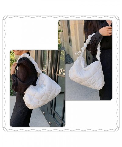 Women Large Puffy Tote Bag Quilted Down Cotton Padding Shoulder Bag Winter Warm Lightweight Handbag with Zip Style 6-white $1...