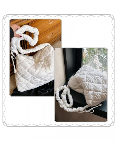 Women Large Puffy Tote Bag Quilted Down Cotton Padding Shoulder Bag Winter Warm Lightweight Handbag with Zip Style 6-white $1...