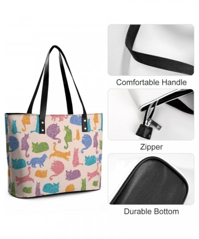 Colorful Cats Tote Bags Large Leather Purses Leather Tote Bag Tote Bag in Bag $19.75 Totes