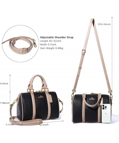 Women Satchel Purses and Handbags Vegan Leather Boston Barrel Bag Top Handle Shoulder Purse with Crossbody Strap Black $31.54...