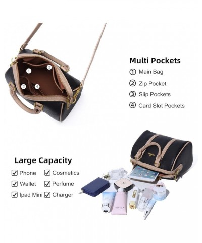 Women Satchel Purses and Handbags Vegan Leather Boston Barrel Bag Top Handle Shoulder Purse with Crossbody Strap Black $31.54...