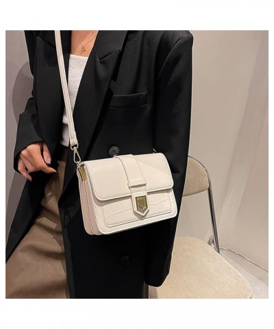 Everyday Casual Flap Top Crossbody Bags for Women Simple Fashion Retro Crocodile Pattern Shoulder Bag Work Bag White $15.51 S...