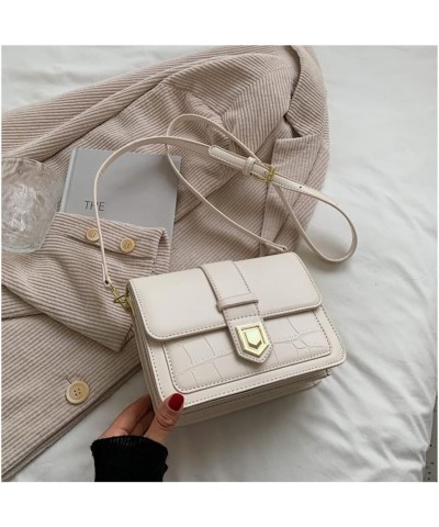 Everyday Casual Flap Top Crossbody Bags for Women Simple Fashion Retro Crocodile Pattern Shoulder Bag Work Bag White $15.51 S...