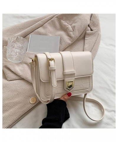 Everyday Casual Flap Top Crossbody Bags for Women Simple Fashion Retro Crocodile Pattern Shoulder Bag Work Bag White $15.51 S...