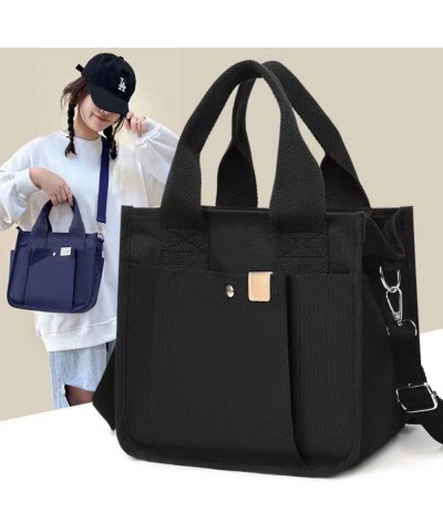 Women's multi compartment canvas tote bag Canvas Crossbody Shoulder Bag with Zipper Satchel Hobo Messenger Bag Black $15.65 T...