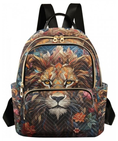 Medium Fashion Backpack for Women Geometric Lion Face Print Ladies Travel Daypack Aesthetic Shoulder Bag 11.4×6.1×14.1 IN $14...