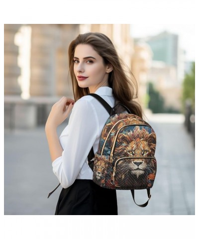 Medium Fashion Backpack for Women Geometric Lion Face Print Ladies Travel Daypack Aesthetic Shoulder Bag 11.4×6.1×14.1 IN $14...