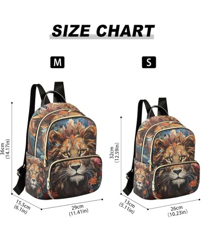 Medium Fashion Backpack for Women Geometric Lion Face Print Ladies Travel Daypack Aesthetic Shoulder Bag 11.4×6.1×14.1 IN $14...