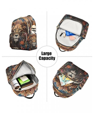 Medium Fashion Backpack for Women Geometric Lion Face Print Ladies Travel Daypack Aesthetic Shoulder Bag 11.4×6.1×14.1 IN $14...