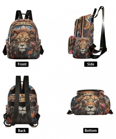 Medium Fashion Backpack for Women Geometric Lion Face Print Ladies Travel Daypack Aesthetic Shoulder Bag 11.4×6.1×14.1 IN $14...