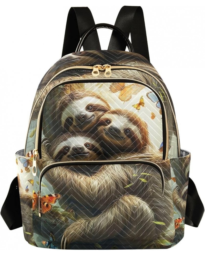 Chinese New Year Dragon Dance Polyester Backpack Quilted Backpack Purse for Women Sloths Hug Together Butterflies Small $17.4...