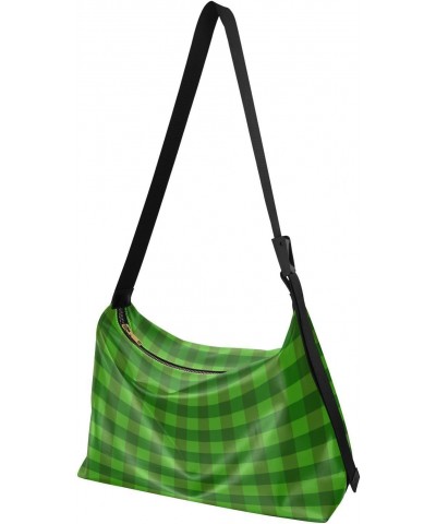 St Patrick's Day Plaid Green Crossbody Bags for Women PU Leather Large Shoulder Bag Hobo Purse $14.19 Hobo Bags