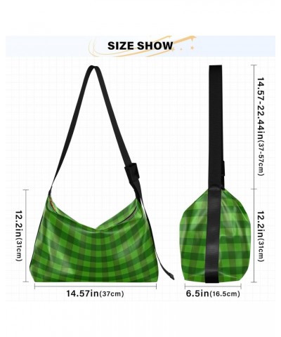 St Patrick's Day Plaid Green Crossbody Bags for Women PU Leather Large Shoulder Bag Hobo Purse $14.19 Hobo Bags