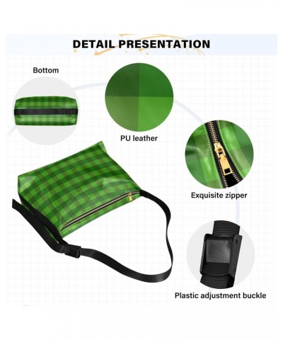 St Patrick's Day Plaid Green Crossbody Bags for Women PU Leather Large Shoulder Bag Hobo Purse $14.19 Hobo Bags