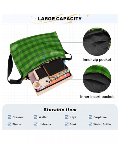 St Patrick's Day Plaid Green Crossbody Bags for Women PU Leather Large Shoulder Bag Hobo Purse $14.19 Hobo Bags