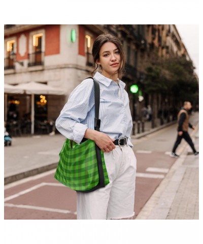 St Patrick's Day Plaid Green Crossbody Bags for Women PU Leather Large Shoulder Bag Hobo Purse $14.19 Hobo Bags