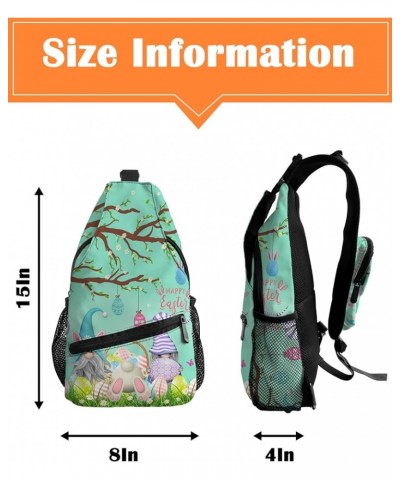 Sling Backpack, Easter Truck Rabbit Flower Colorful Eggs Black Plaid Waterproof Lightweight Small Sling Bag, Travel Chest Bag...