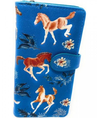 Horse Play Large Animal Wallet for Women and Teen Girls Vegan Faux Leather 7" Teal $21.60 Wallets