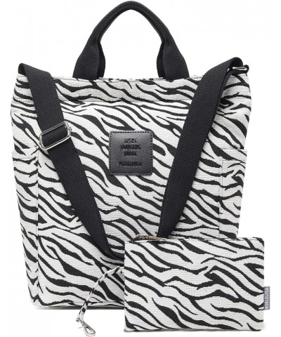 Worldlyda Women Canvas Tote Purse Large Shoulder Bag Casual Crossbody Hobo Top Handle Handbags Zebra $16.80 Totes