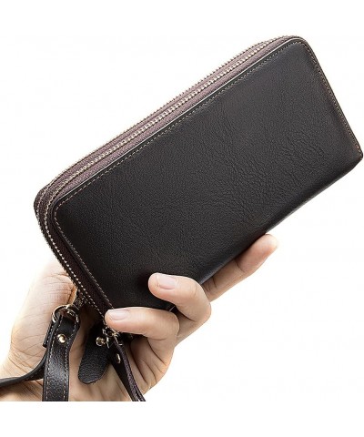 genuine leather double zipper long cell phone case men's clutch bag handbag wallet business leisure holiday gift clutch bag $...