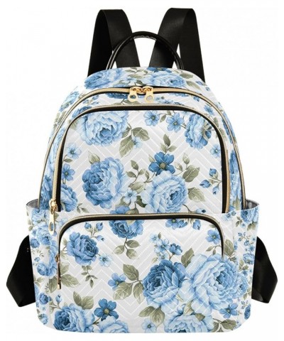 Blue Rose Flower Floral Mini Backpack Purse for Women Travel Bag Fashion Daypack Back Pack Shoulder Bag Multicolor Medium $18...