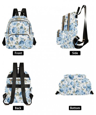 Blue Rose Flower Floral Mini Backpack Purse for Women Travel Bag Fashion Daypack Back Pack Shoulder Bag Multicolor Medium $18...